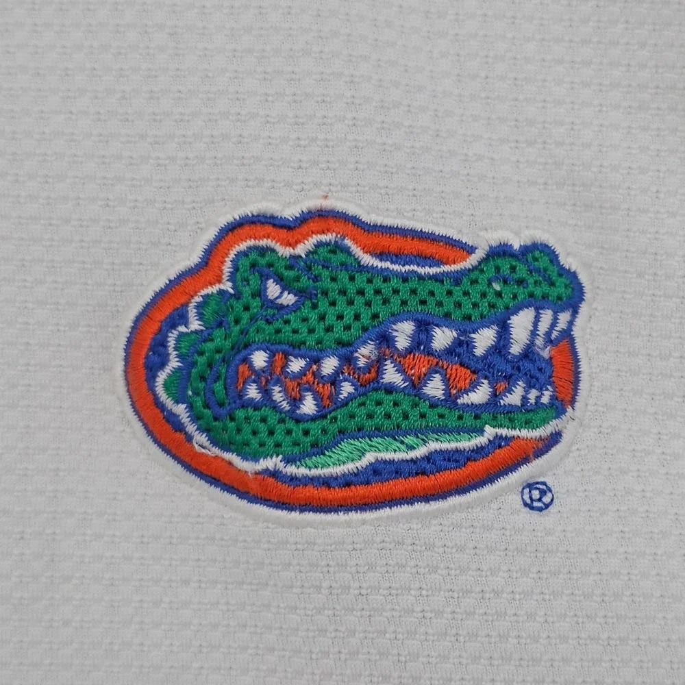 Vintage Florida Gators Nike Team Polo Shirt Mens L White Blue FIT DRY Athletic